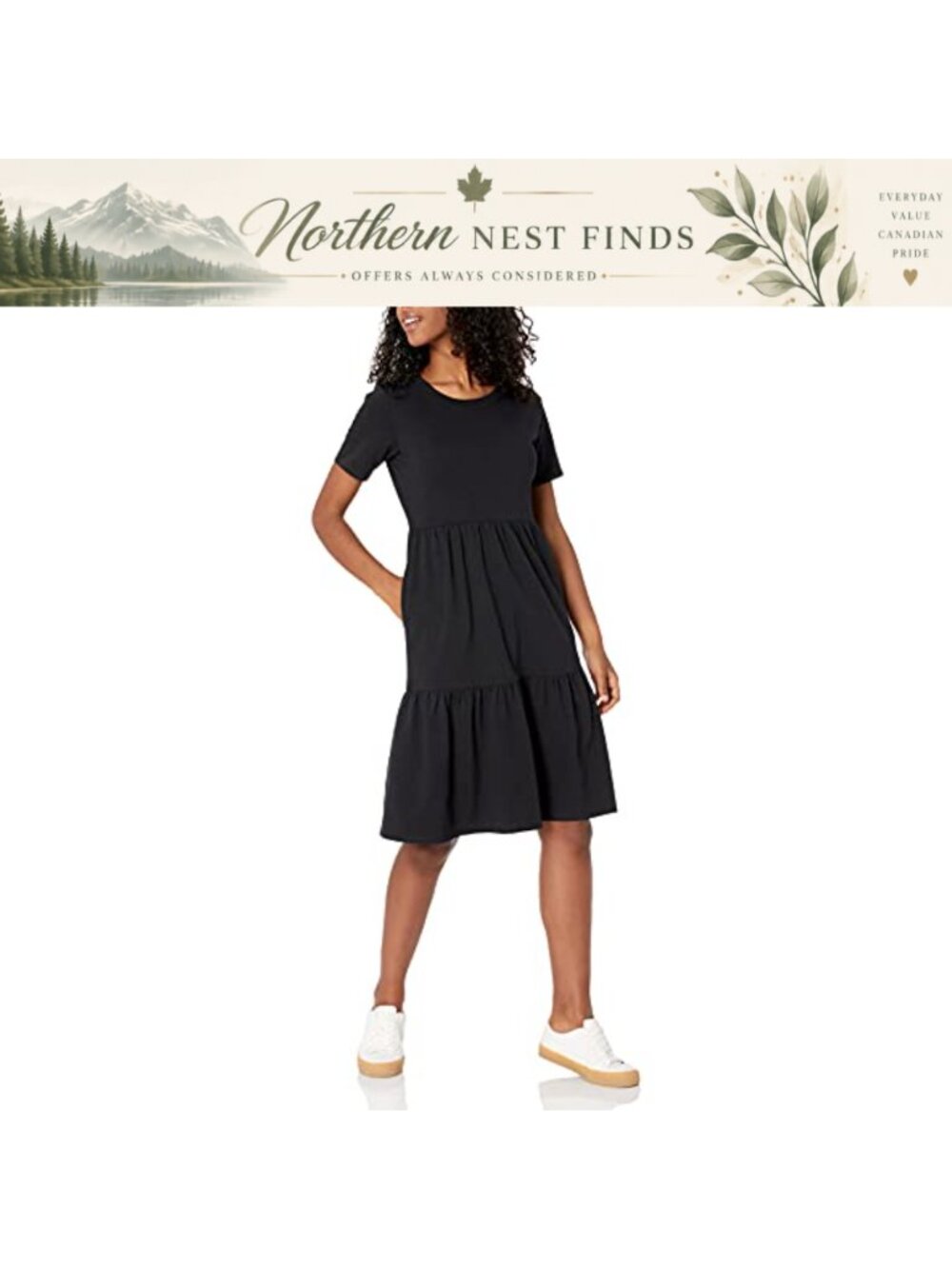 Women's 100% Cotton Slub Tiered T-Shirt Dress Crewneck Short Sleeve Casual